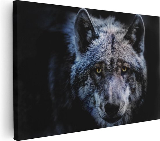 Artaza - Peinture sur toile - Tête de loup gris - Loup - 90 x 60 - Photo sur toile - Impression sur toile