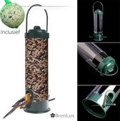 ✿BrenLux® Vogelvoerderplek - Voederhuisje - Metalen voedersilo - Vogel voederbak duo - Hang voerderbak vogels - Voeder of drinkbak vogels - Inclusief mezenbal - Voederhuisje voor o