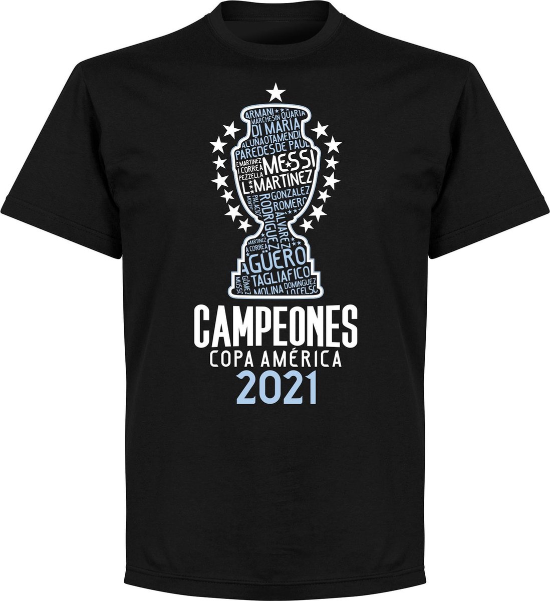 Argentinië Copa America 2021 Winners T-Shirt - Zwart - XL