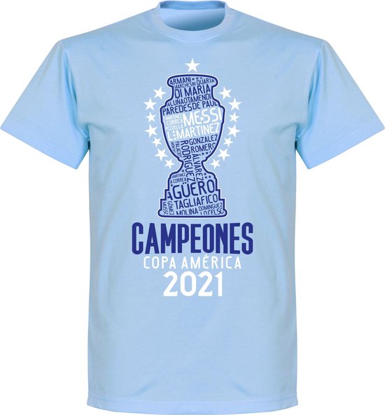 Argentinië Copa America 2021 Winners T-Shirt - Lichtblauw - XXL