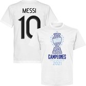 Argentinië Copa America 2021 Winners Messi 10 T-Shirt - Wit - Kinderen - 116