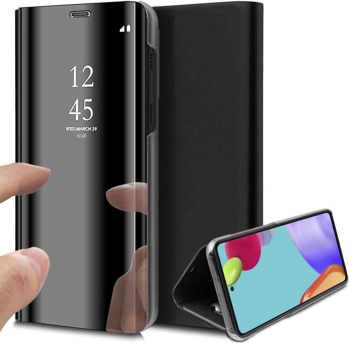 Hoesje geschikt voor Samsung Galaxy A52s - Spiegel Book Case - Zwart