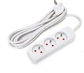 Aigostar 20VLD Stekkerdoos - Met randaarde - Verlengsnoer - Verlengkabel - 3-voudig - 3 meter - Wit