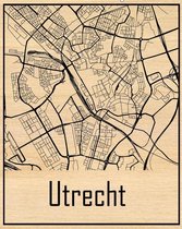 Citymap Utrecht - Stadskaart in hout geëtst - Map Art / Wal Art - 20-30CM