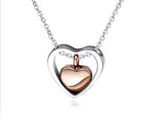 Dutch Duvall | Ashanger RVS zilver & rosé goud kleurig hart| inclusief ketting en vulsetje| Hartvorm as voor urn / sieraad|