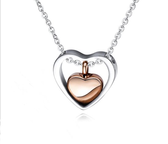 Dutch Duvall | Ashanger RVS zilver & rosé goud kleurig hart| inclusief  ketting en... | bol.com