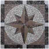 Mozaiek tegel - Marmer - Medallion 60 x 60 cm - bruin creme beige - 073