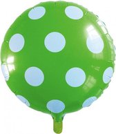 folieballon stippen 46 cm groen/wit