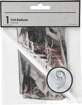 folieballon cijfer "9" 41 cm zilver