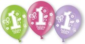 ballonnen 1 jaar Sweet Birthday meisjes 27,5 cm 6 stuks