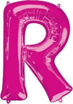 folieballon letter R 58 x 81 cm roze