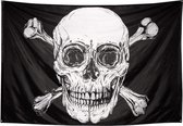 piratenvlag doodshoofd 330 cm katoen zwart/wit