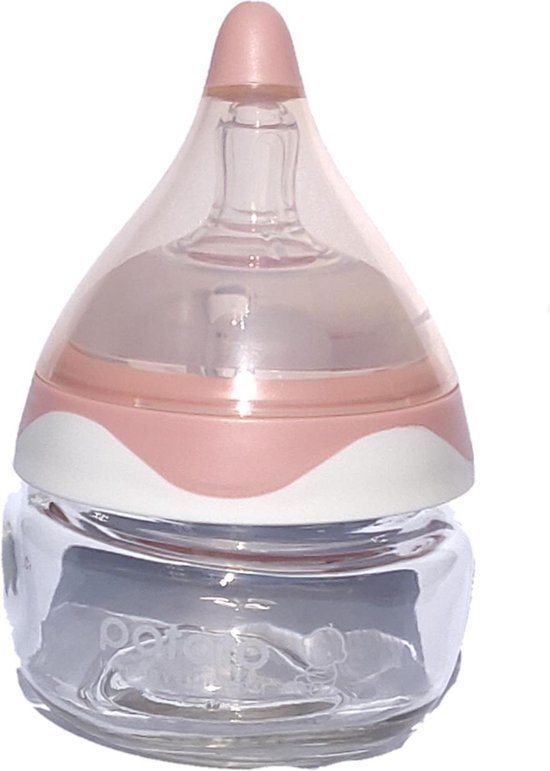  - Roze Babyflesje, pink baby bottle, Baby voeding, Baby glas fles, baby, baby flessen, Anti-colic glas flesje, baby bottle 80ml, zuigfles Anti-koliek,pasgeboren babyfles , 0-3 manden .