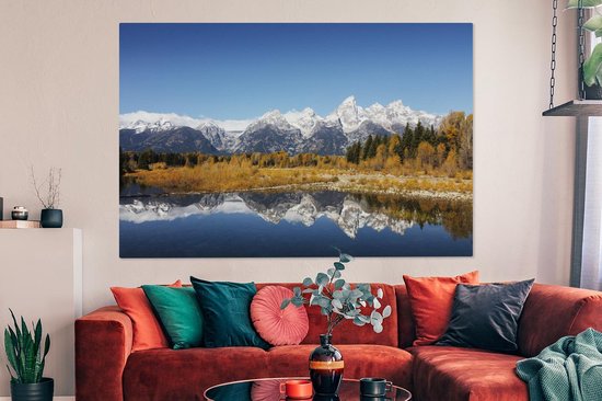 Toile Peinture Amérique - Berg - Reflet - 180x120 cm - Décoration murale XXL