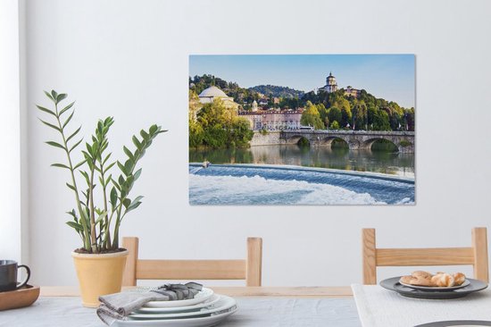 Tableau Toile Turin - Pont - Rivière - 90x60 cm - Décoration murale