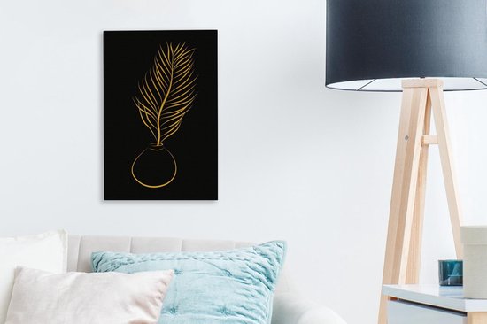 Pot de peinture sur toile - Plante - Line au trait - Goud - 20x30 cm - Décoration murale