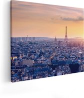 Artaza Canvas Schilderij Skyline Van Parijs Tijdens Zonsondergang - 100x80 - Groot - Foto Op Canvas - Canvas Print