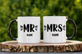 Mr and Mrs  - Customized mokken en bekers - mokken met tekst - mokken - bekers - cadeautje - cadeau voor vrouw - cadeau vor man - keramiek servies - valentijn cadeautje voor haar - valentijn 