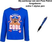 Paw Patrol Nickelodeon Longsleeve - T-shirt - Koningsblauw. Maat 104 cm / 4 jaar + EXTRA 1 Stylus Pen