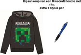Minecraft Hoodie - Zwart. Maat 134 cm / 9 jaar + EXTRA 1 Stylus Pen