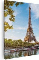 Artaza Canvas Schilderij Eiffeltoren In Parijs Aan Het Water - 80x100 - Groot - Foto Op Canvas - Canvas Print