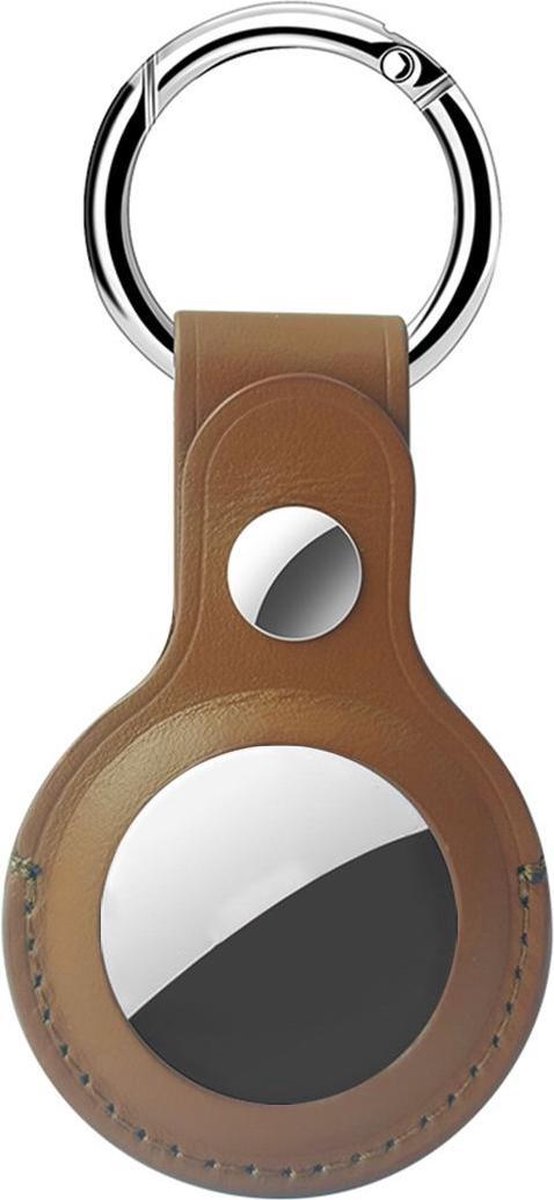 Premium Lederen Hanger voor Apple Airtag - Sleutelhanger - Hoesje - Bruin