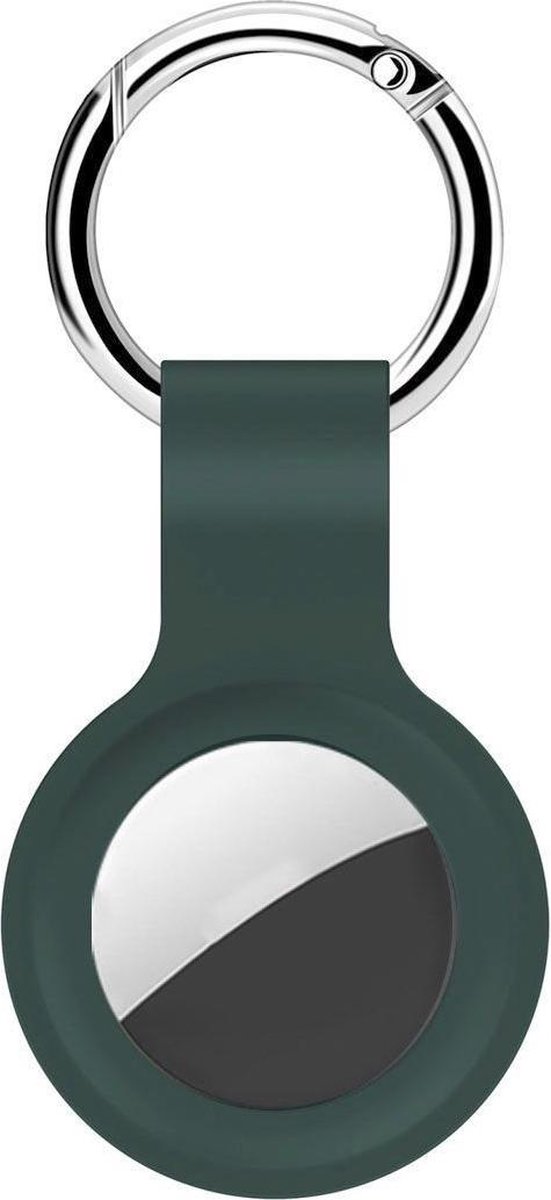 Premium Lederen Hanger voor Apple Airtag - Sleutelhanger - Hoesje - Donkergroen