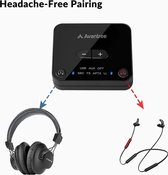 Avantree - D4169 Dual Bluetooth 5.0 Wireless Over & In Ear Headphones Earbuds for TV Watching with a Low Latency Transmitter, Neckband Earphones, Personalized Volume Control, Plug