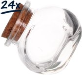 24x glazen potje in glas met kurk | (5,5x5)cm | bewaarpotjes | voorraadpotje | parfum | decoratie | hobby | knutsel | bruidsuiker - doopsuiker - suikerbonen - dragees - bloemen - thee - kruiden - specerijen