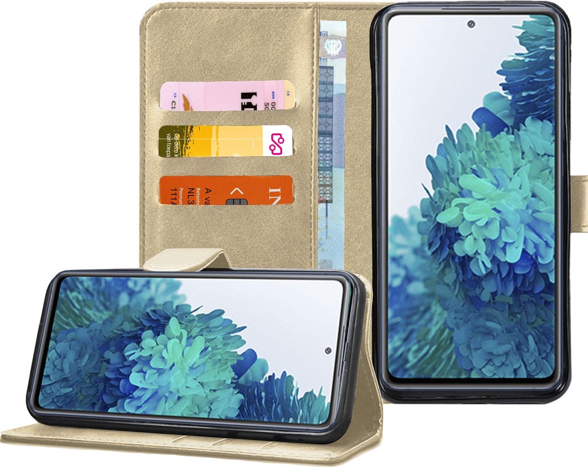 Hoesje geschikt voor Samsung Galaxy S21 FE - Book Case Portemonnee Hoesje Goud
