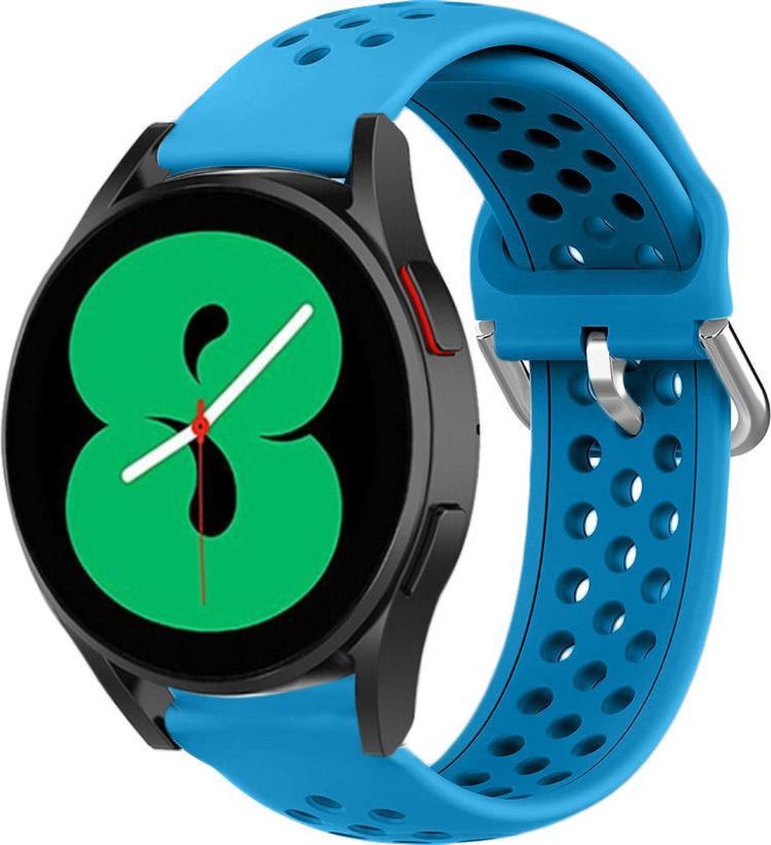 Strap-t Siliconen bandje met ventilatiegaatjes - geschikt voor Samsung Galaxy Watch 7 (40 & 44mm) / Galaxy Watch 6 (Classic) / Galaxy Watch 5 / 5 Pro / Watch 4 (Classic) / Watch FE - horlogebandje voor Galaxy Watch 4-5-6 - lichtblauw