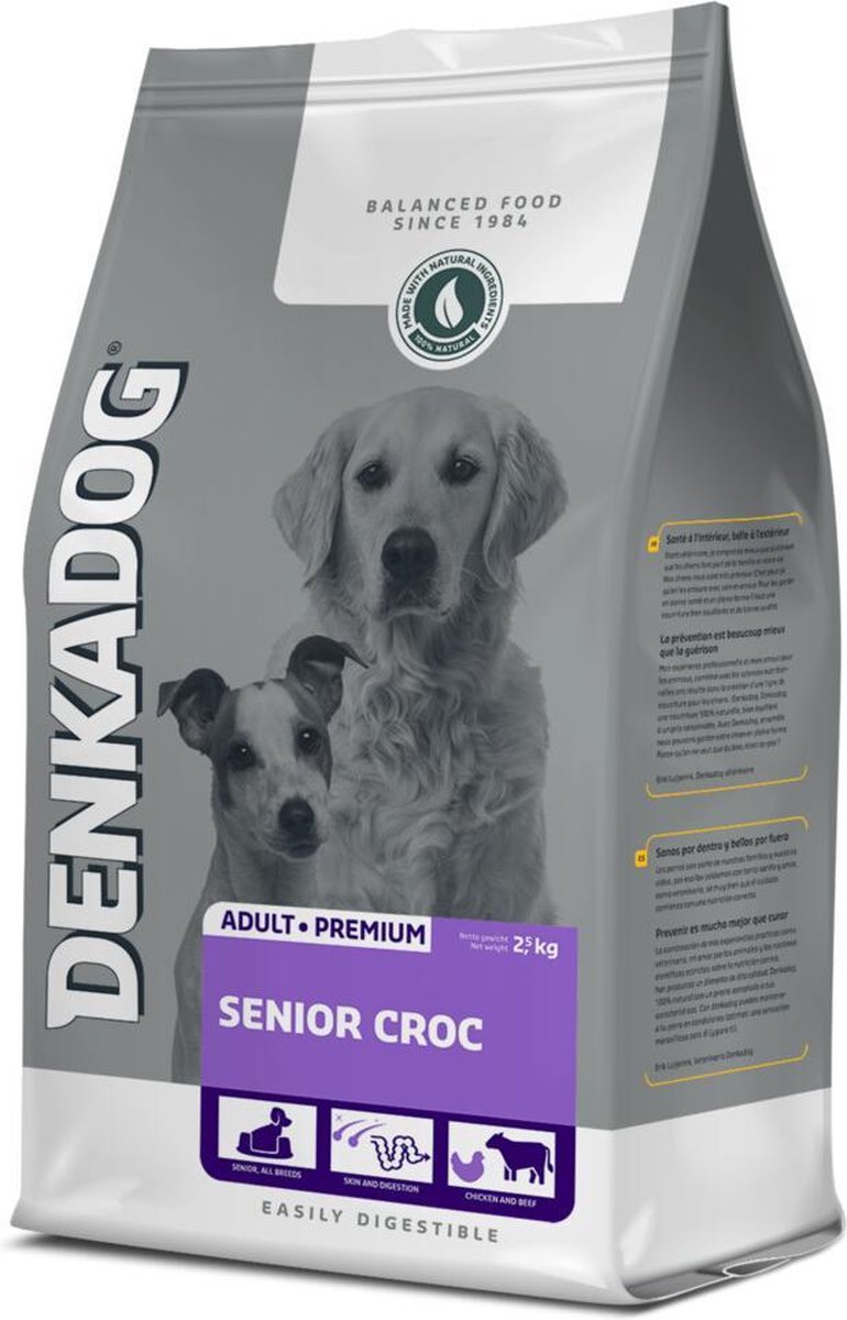 Denkadog Denkadog Hondenvoer Senior Croc - 4 x 2,5 kg - Voordeelverpakking
