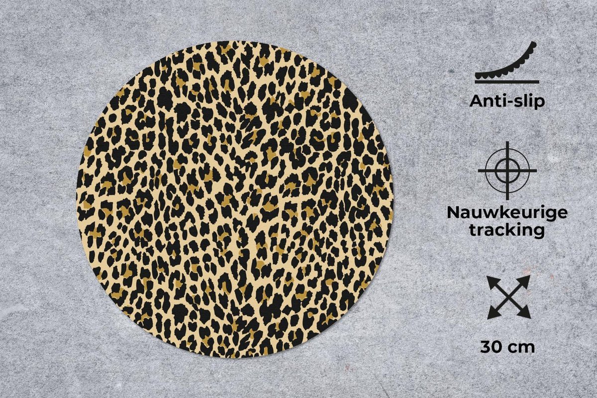 Muismat rond 30x30 cm - Mousepad Panterprint - Patronen - Dieren - Ronde muismatten