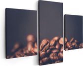 Artaza - Triptyque de peinture sur toile - Grains de Café sur fond Zwart - 90x60 - Photo sur toile - Impression sur toile