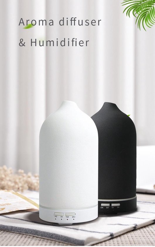 Witte Geurverspreider Recalma Recalma Witte Keramische Aroma Diffuser – Luchtbevochtiger Met LED-licht, Timer, Voor Etherische Oliën Diffuser Aroma