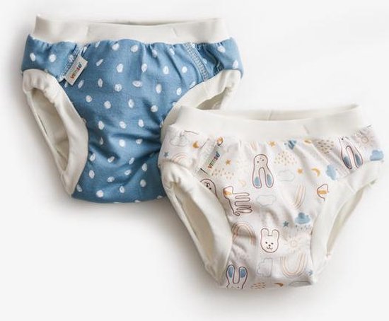 ImseVimse Oefenbroekje zindelijkheidstraining set van 2 - Blauw Teddy - SL (13-17 kg) - Potjestraining