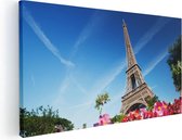 Artaza Canvas Schilderij Eiffeltoren In Parijs Met Bloemen - 60x30 - Foto Op Canvas - Canvas Print