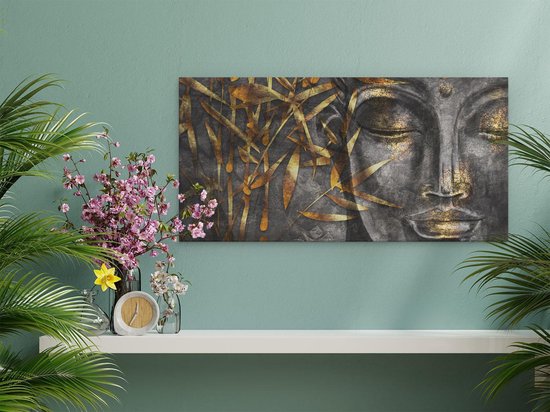 Artaza - Peinture sur toile - Bouddha doré de l'aquarelle - Abstrait - 40 x 20 - Klein - Photo sur toile - Impression sur toile