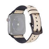 Crazy Horse-textuur lederen vervangende horlogebanden voor Apple Watch Series 6 & SE & 5 & 4 40 mm / 3 & 2 & 1 38 mm (beige wit)