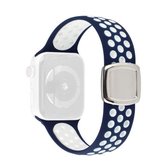 Dubbele kleur siliconen vervangende horlogebanden voor serie 6 & SE & 5 & 4 40 mm / 3 & 2 & 1 38 mm (blauw wit)