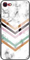 Marmer gehard glas achterkant TPU grenshoes voor iPhone SE (2020) (HCBL-2)
