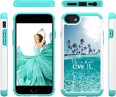 Voor iPhone SE 2020/8/7 Gekleurd tekeningpatroon PU Skinny + TPU beschermhoes (de zee)