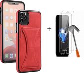 GSMNed – Luxe iPhone 12 Pro Max Rood – hoogwaardig Leren Pu Hoesje – iPhone 12 Pro Max rood – Card case – Met Screenprotector