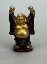 Happy Boeddha ( rood met goud)