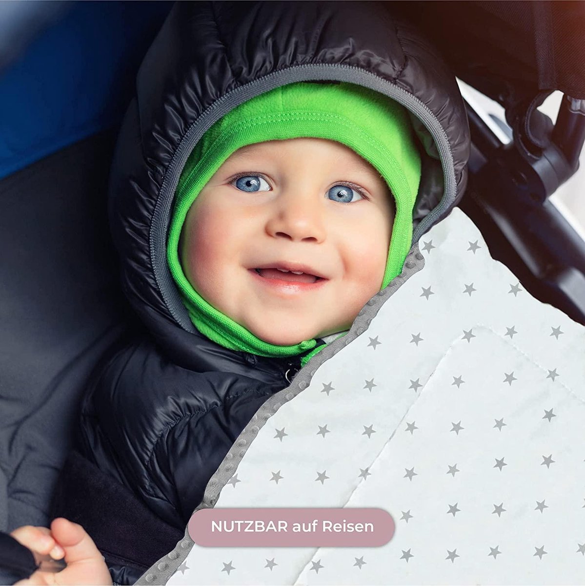 Couverture - couverture bébé cône pour bébé couverture bébé 80 x 80 cm  (gris)
