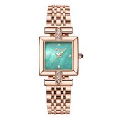 Longbo - Meibin - Dames Horloge - Rosé/Groen - 25mm