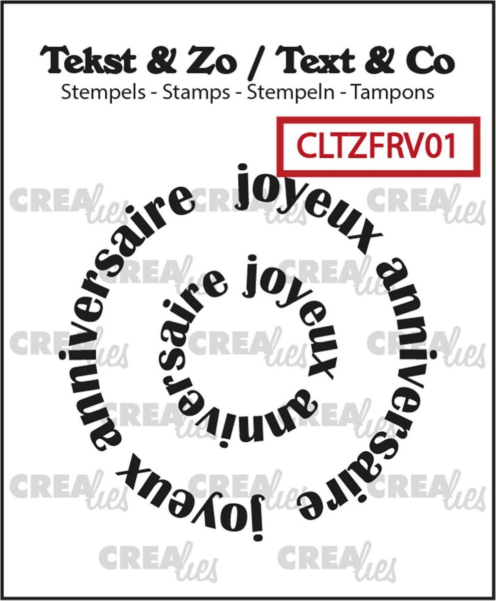 Crealies Tekst & Zo stempel Franse tekst Joyeux anniversa