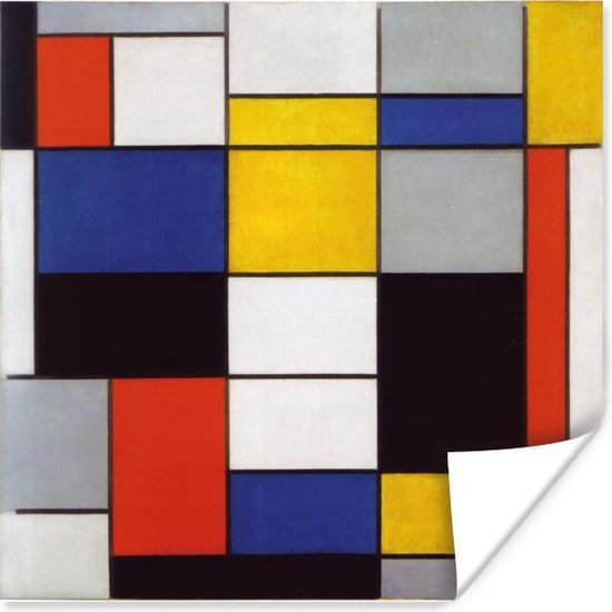 Poster Compositie A - Piet Mondriaan - 75x75 cm