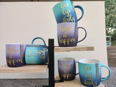 koffie-theemokken LIZ - set van 6 mokken - 2 assorti - blauw en paars -keramiek