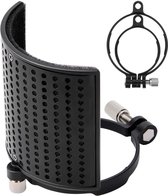 Salect Microfoon-popfilter, Moukey Mic Pop-filter MPFUBK, metalen paneel, metalen rooster en geavanceerde filterschuimlaag microfoonvoorruit maskerschild voor spraakopnamen, YouTub